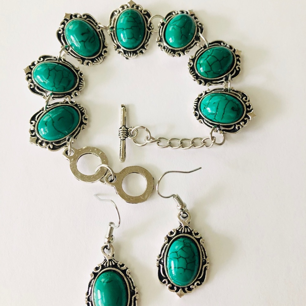 Set Turquoise Antique handmade  bracelet